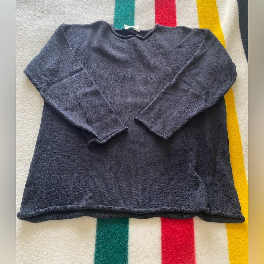 La garçonne moderne cotton roll neck sweater faded black size XS